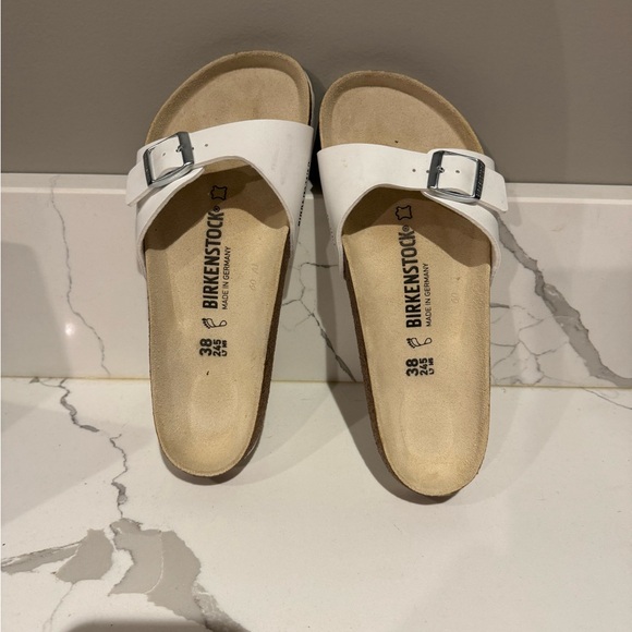 Birkenstock Madrid White Slides single strap with silver Buckle - Picture 5 of 5